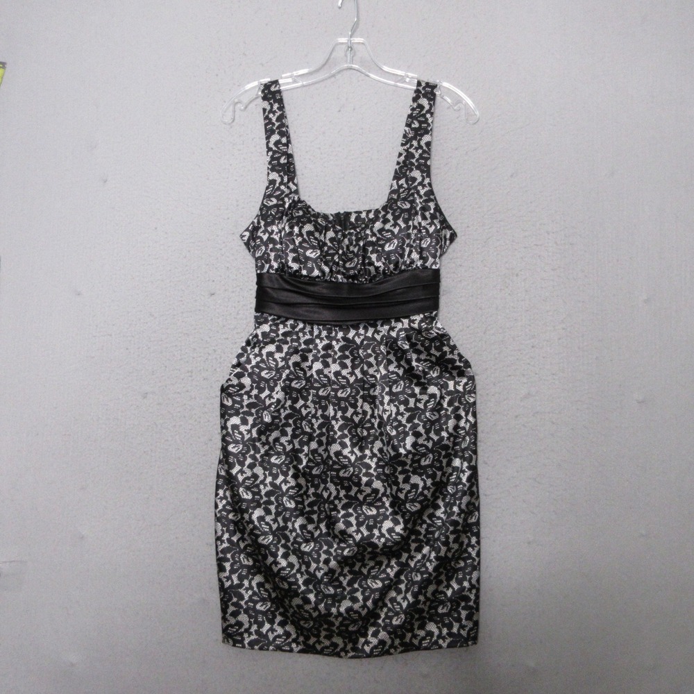Vintage Y2K 90sCity Triangles Dress Lace Print Satin Sash Whimsigoth Homecomeing